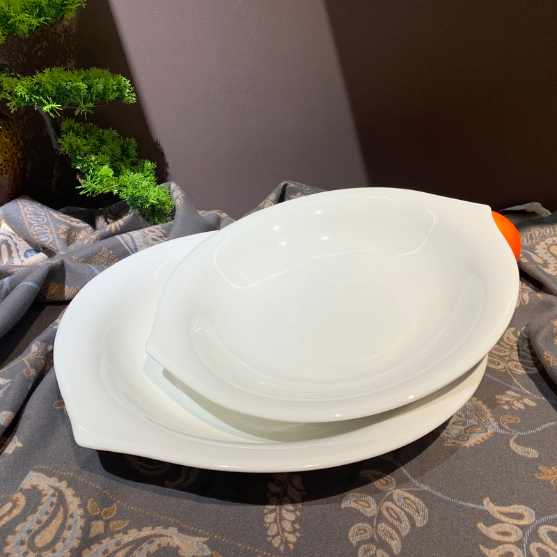 厂家中式陶瓷双尖汤盘13寸15寸金汤酸菜鱼碗连锁餐饮店后厨餐具