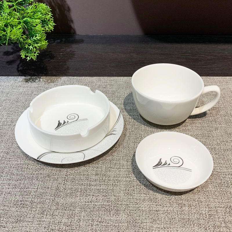 Star hotel table setting ceramic eight-piece set, tableware, restaurant supplies ceramic nine-piece set, reception plates, wholesale dining plates, ceramic new Chinese-style set tableware and plates Specification image