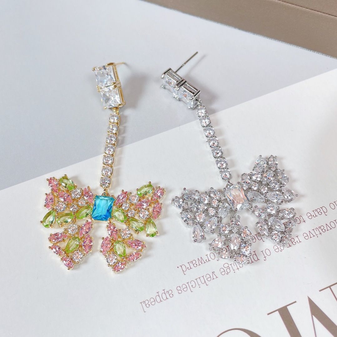 New light luxury smart long butterfly hundred fringe zircon earrings fashion master Specification drawing