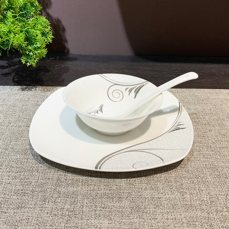 Star hotel table setting ceramic eight-piece set, tableware, restaurant supplies ceramic nine-piece set, reception plates, wholesale dining plates, ceramic new Chinese-style set tableware and plates details Picture