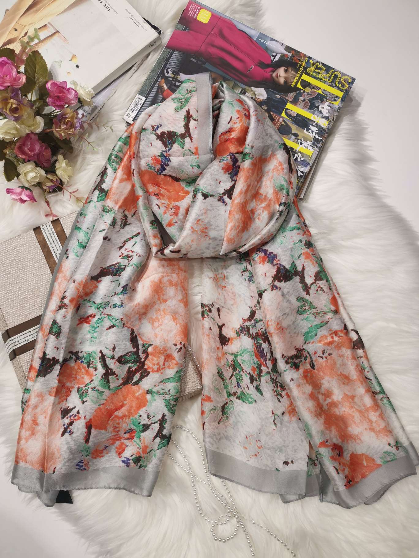 Large Silk Scarf For Women In Spring And Winter With A Shawl Dual Purpose Imitation Silk Thin Scarf 2 Specification drawing