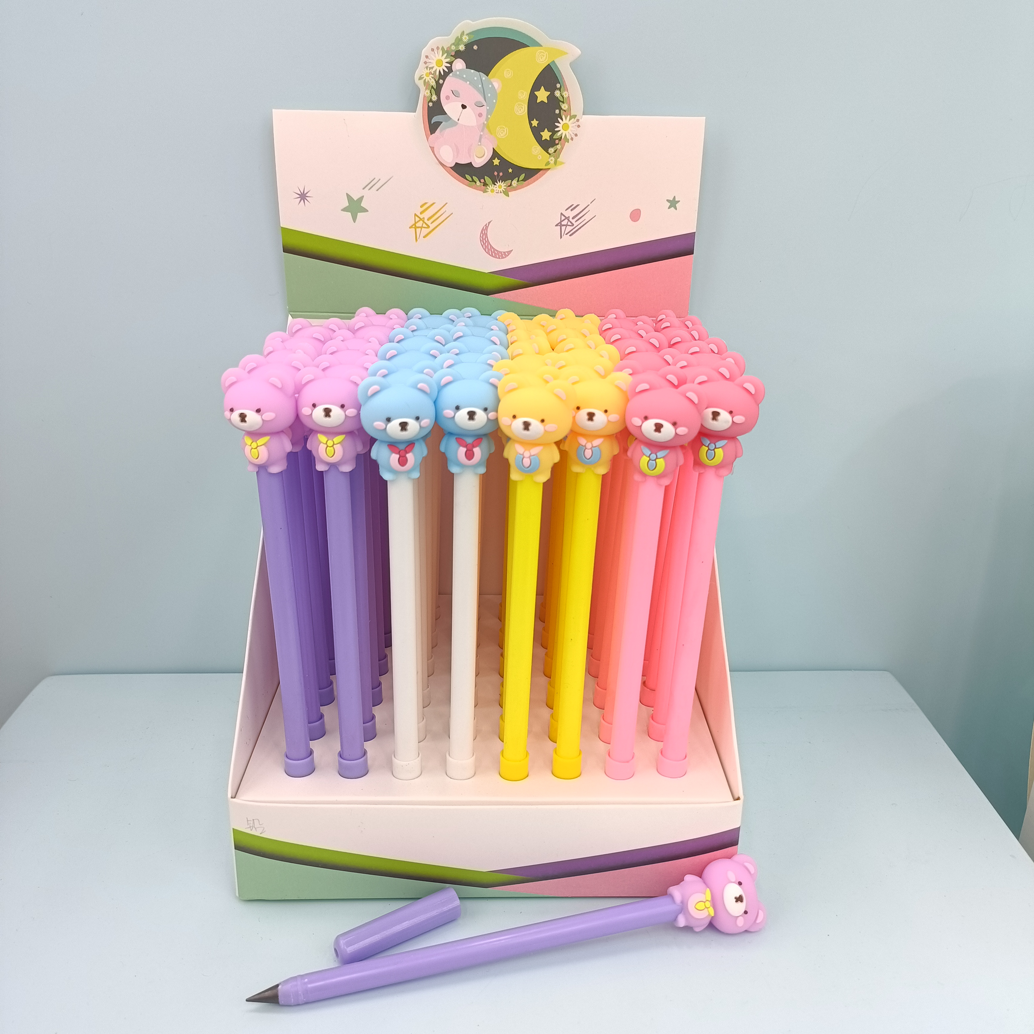 Cute cartoon silicone three-dimensional head eternal pencil details Picture
