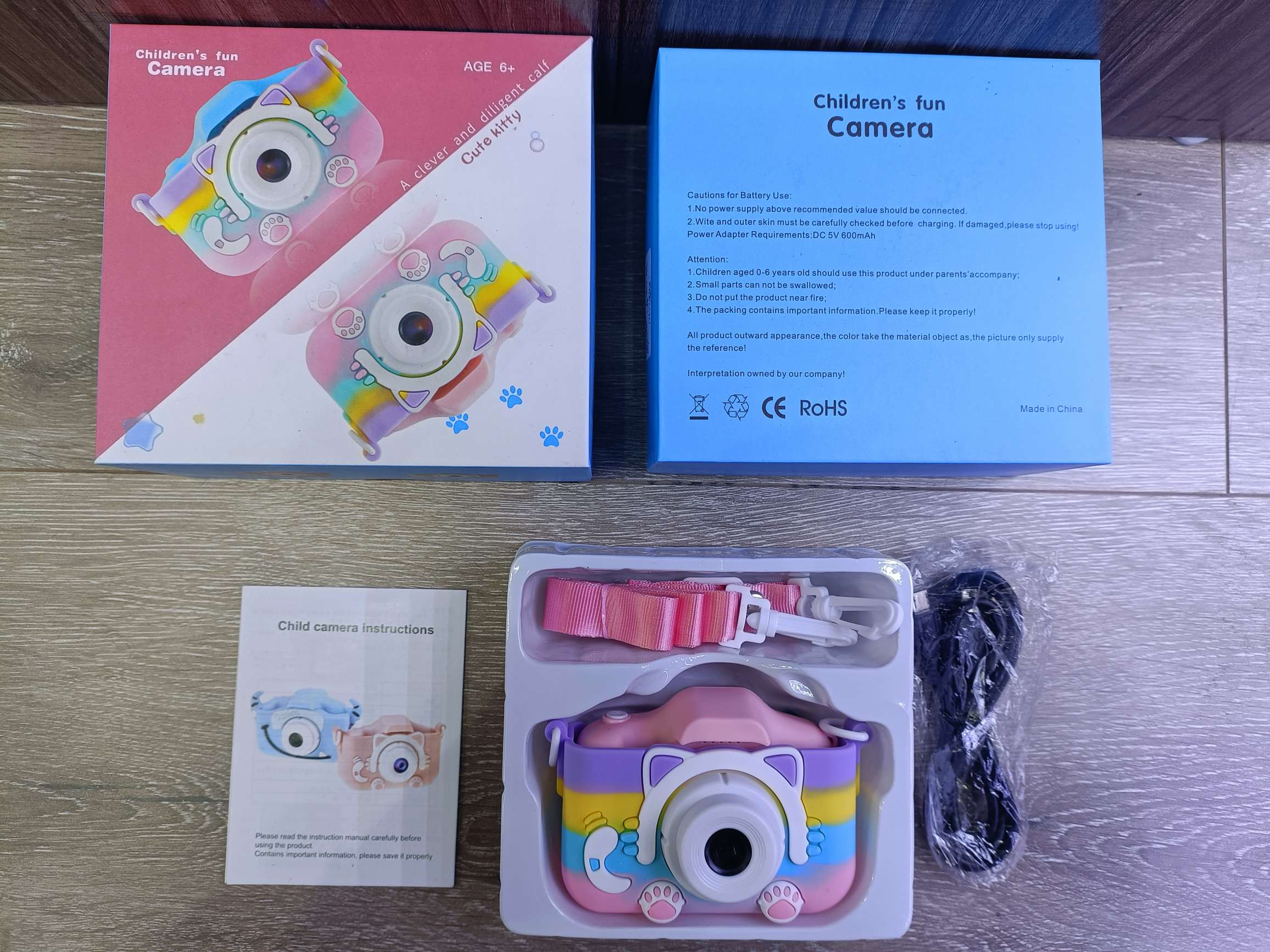 Color Cat silicone set children's camera Mini cartoon HD dual camera can take pictures and video digital SLR camera