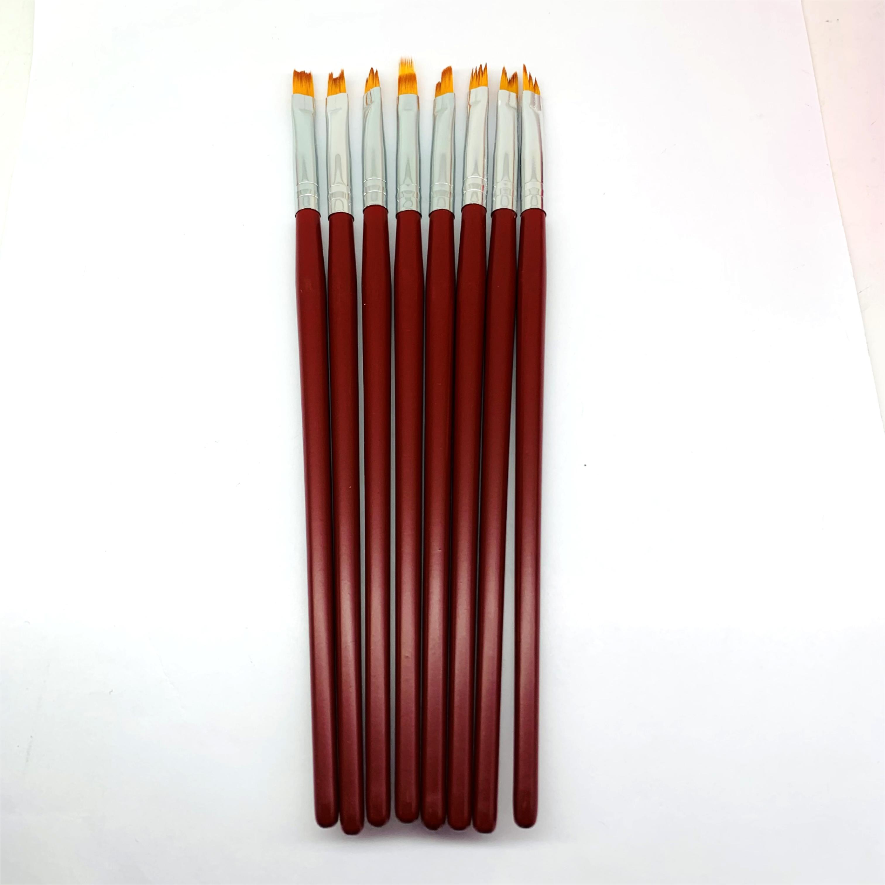 195 Deep red wooden nail pen 8 flower pen Petal pen serrated gradient pen pattern pen nail tool