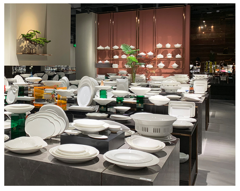 酒店用品中厨餐具浅盘圆形创意菜融合菜冷菜盘中式会所个性餐具盘陶瓷盘详情8