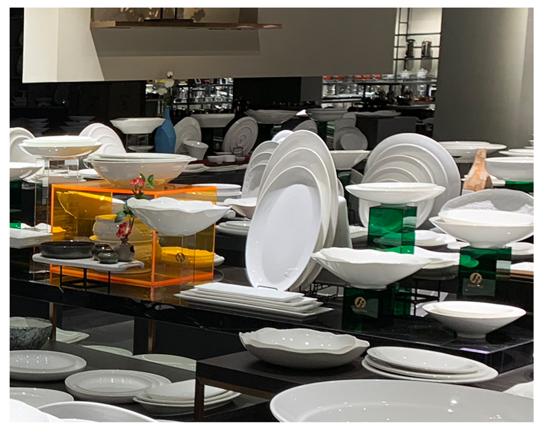 纯白简约酒店用品后厨陶瓷炒菜盘子大排档餐厅上汤菜盘荷口汤碗陶瓷盘子详情8