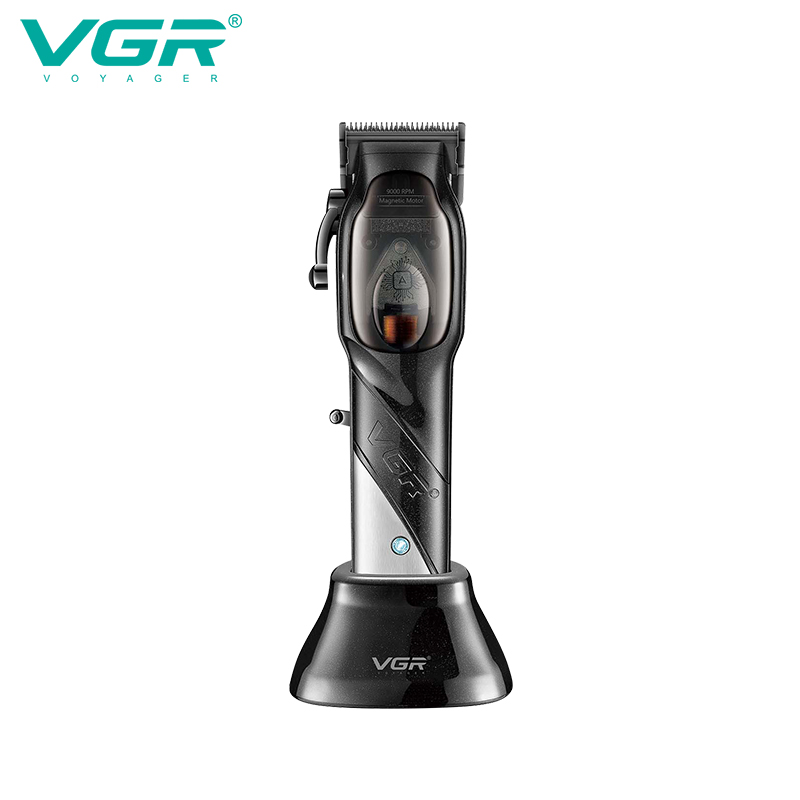 VGR002 new rechargeable electric hair clipper with oil head, gradient trimming, and base, suitable for home use. Specification drawing