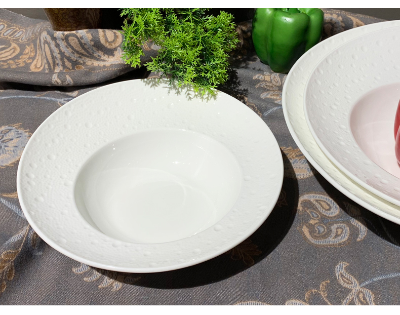 酒店用品新款陶瓷餐具纯白色大碗汤碗斜边沙拉碗帽碗后厨炒菜盘详情6