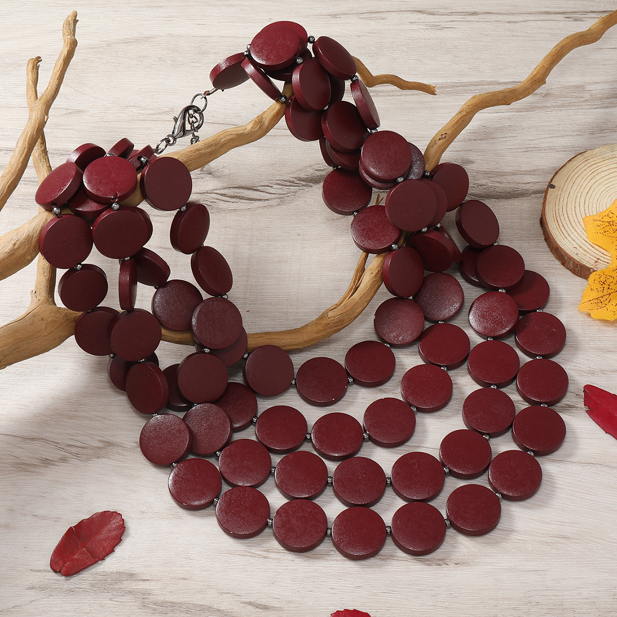 The New Boho Tropical Style Ethnic Style Retro Handmade Beaded Multi-Layer Necklace Fu Coconut Specification drawing