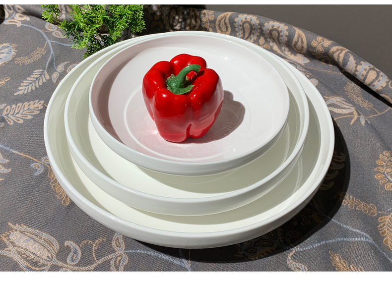 Ceramic hotel supplies: 8-inch and 10-inch round soup bowls, tall white thickened large soup bowls, new-style Western restaurant kitchen tableware pic 1