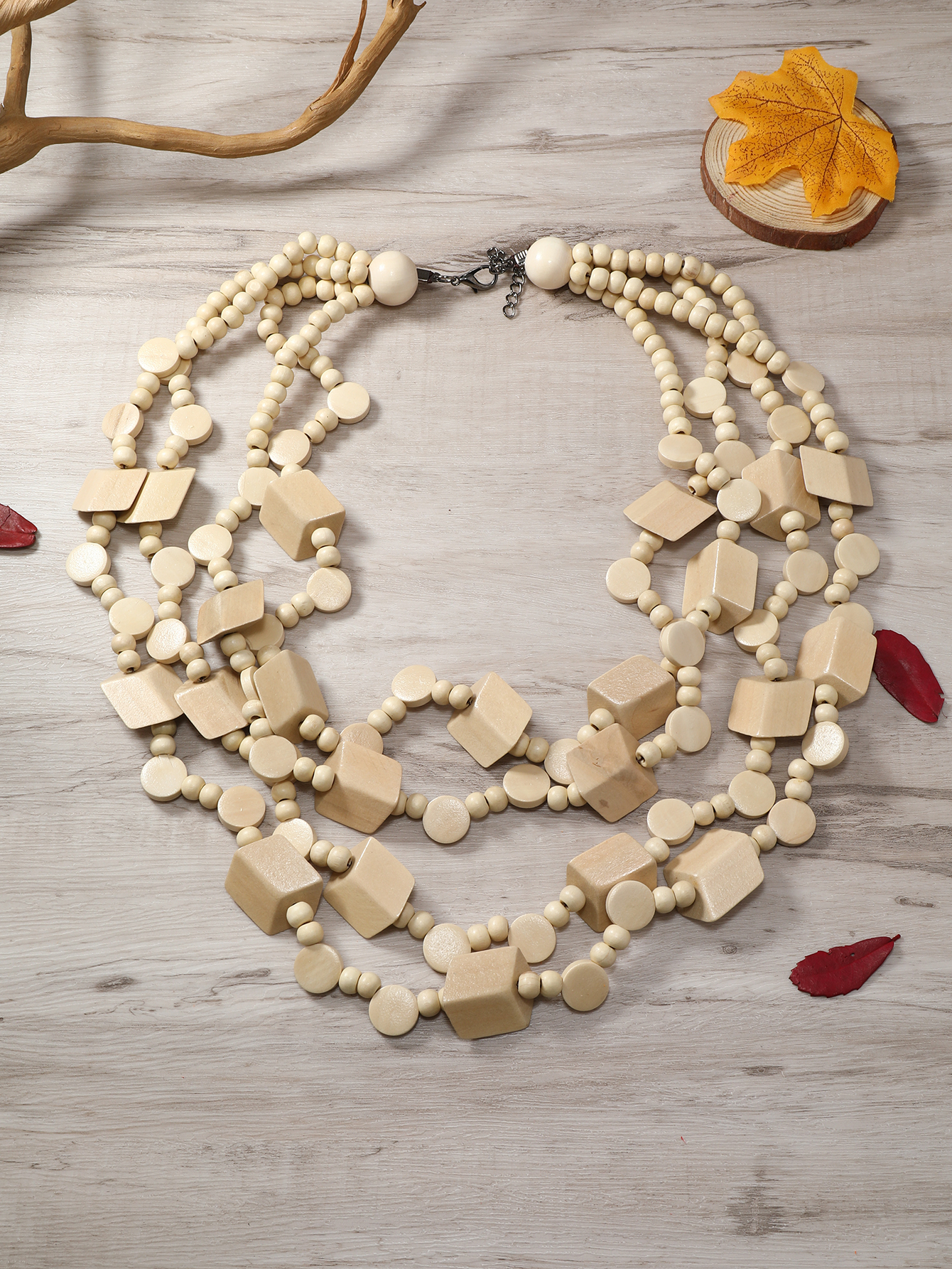 New Ethnic Style Bohemian Tropical Style Vintage Handmade Beaded Multi-Layer Necklace Formosa Coconut Item Picture
