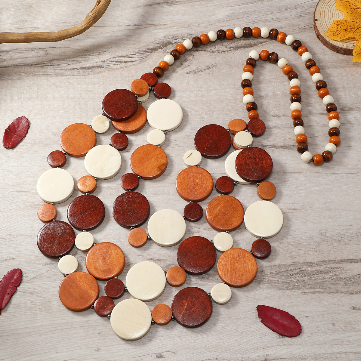 新款波西米亚热带风情民族风复古手工串珠多层项链 福椰椰