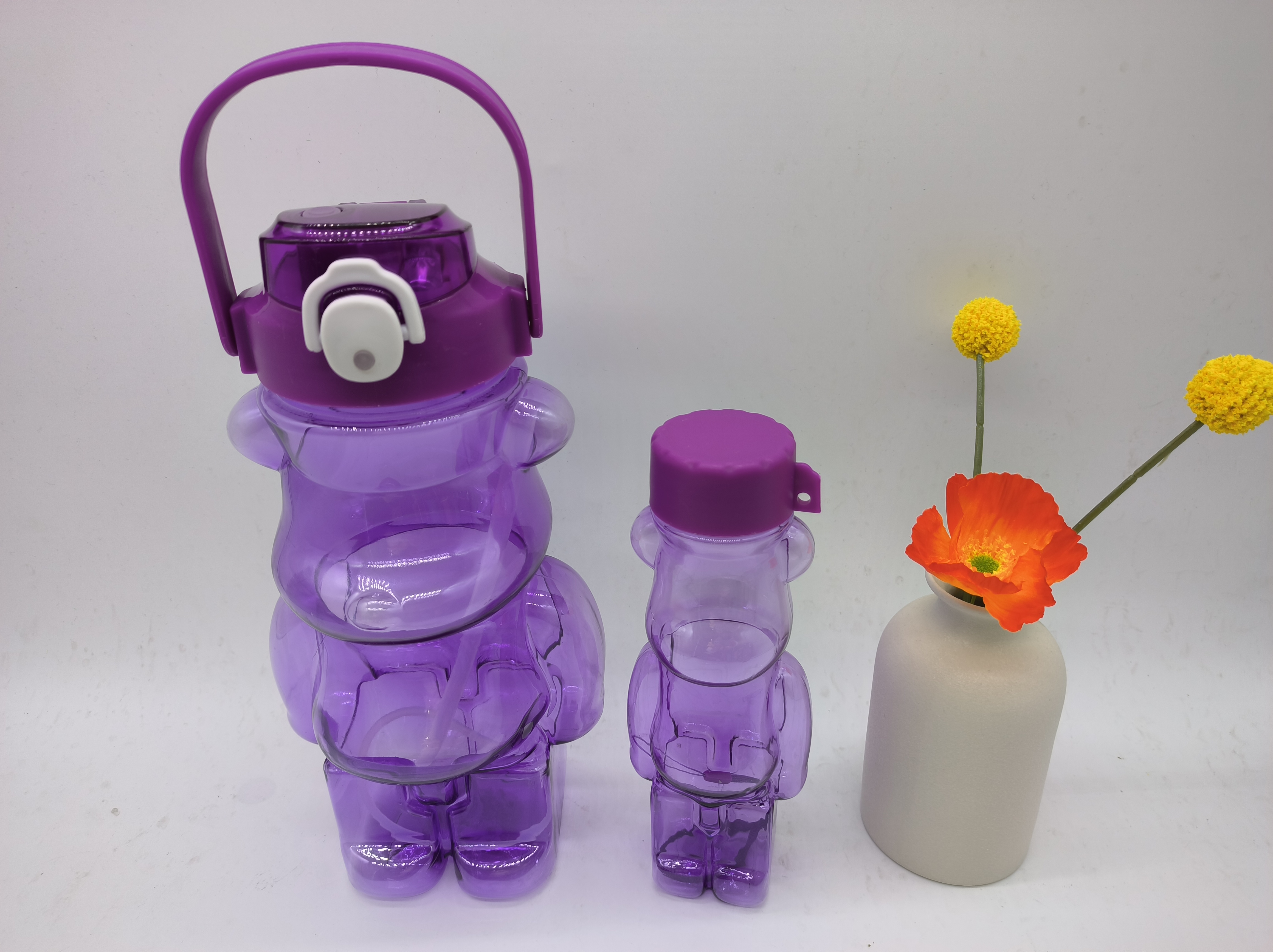 2-piece water cup set: Simple cartoon water cup, portable space cup, summer sports plastic cup, space cup, sports water bottle details Picture