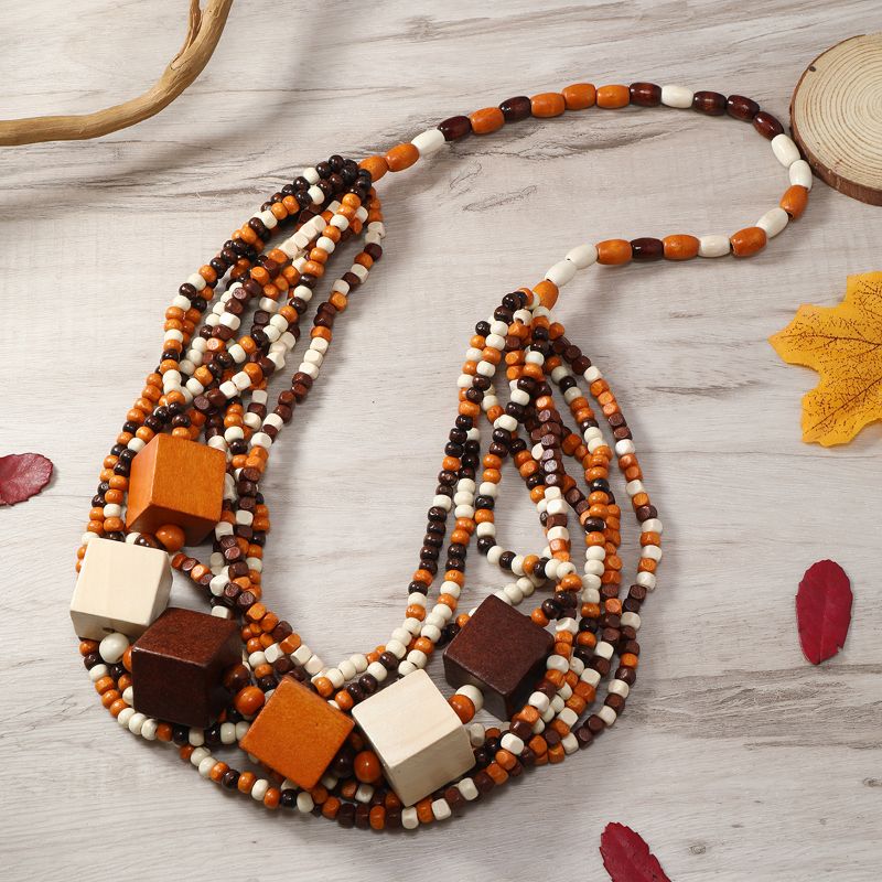 The New Boho Tropical Style Ethnic Style Retro Handmade Beaded Multi-Layer Necklace Fu Coconut Specification drawing