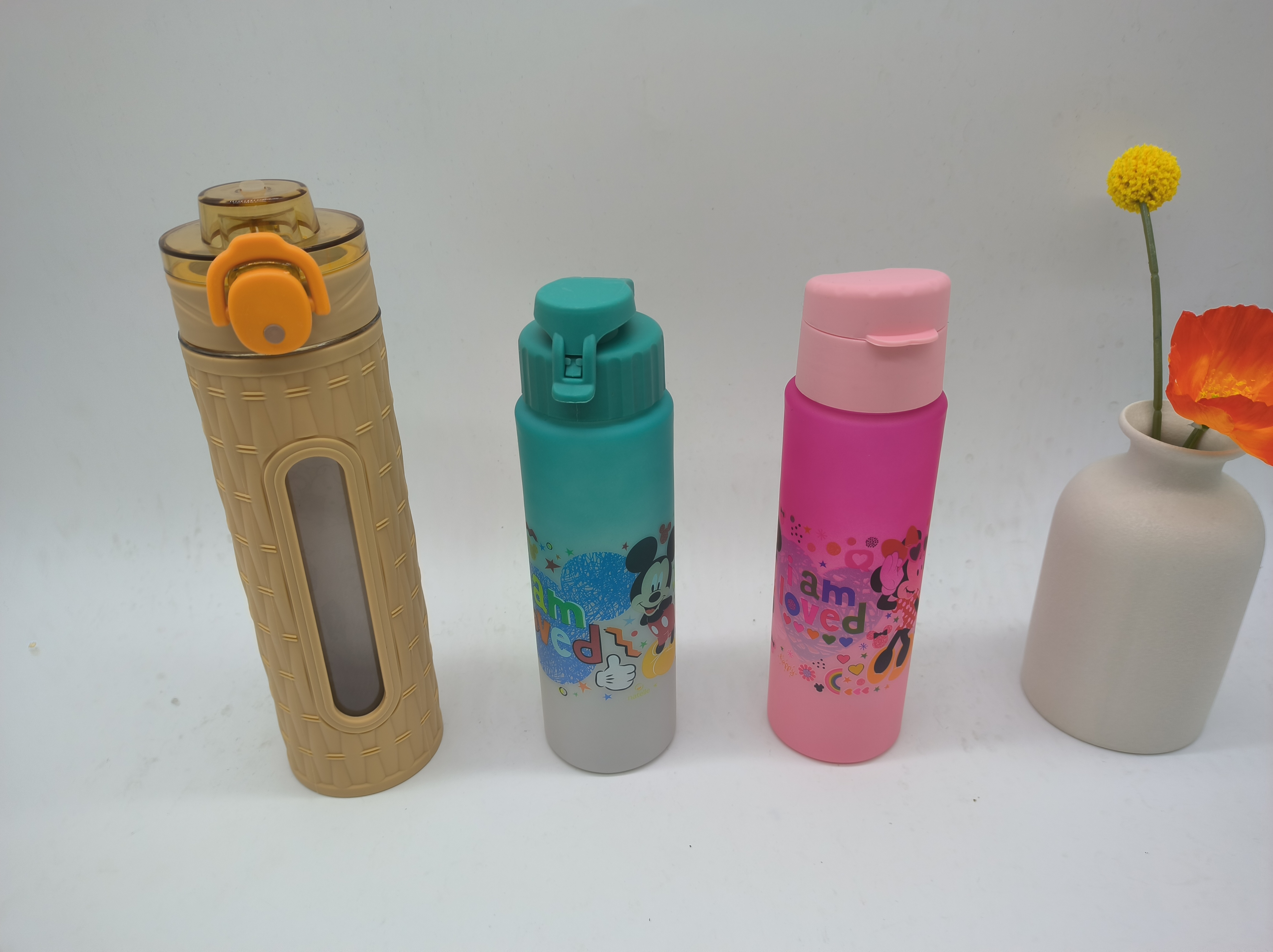 2-piece water cup set: Simple cartoon water cup, portable space cup, summer sports plastic cup, space cup, sports water bottle Specification drawing