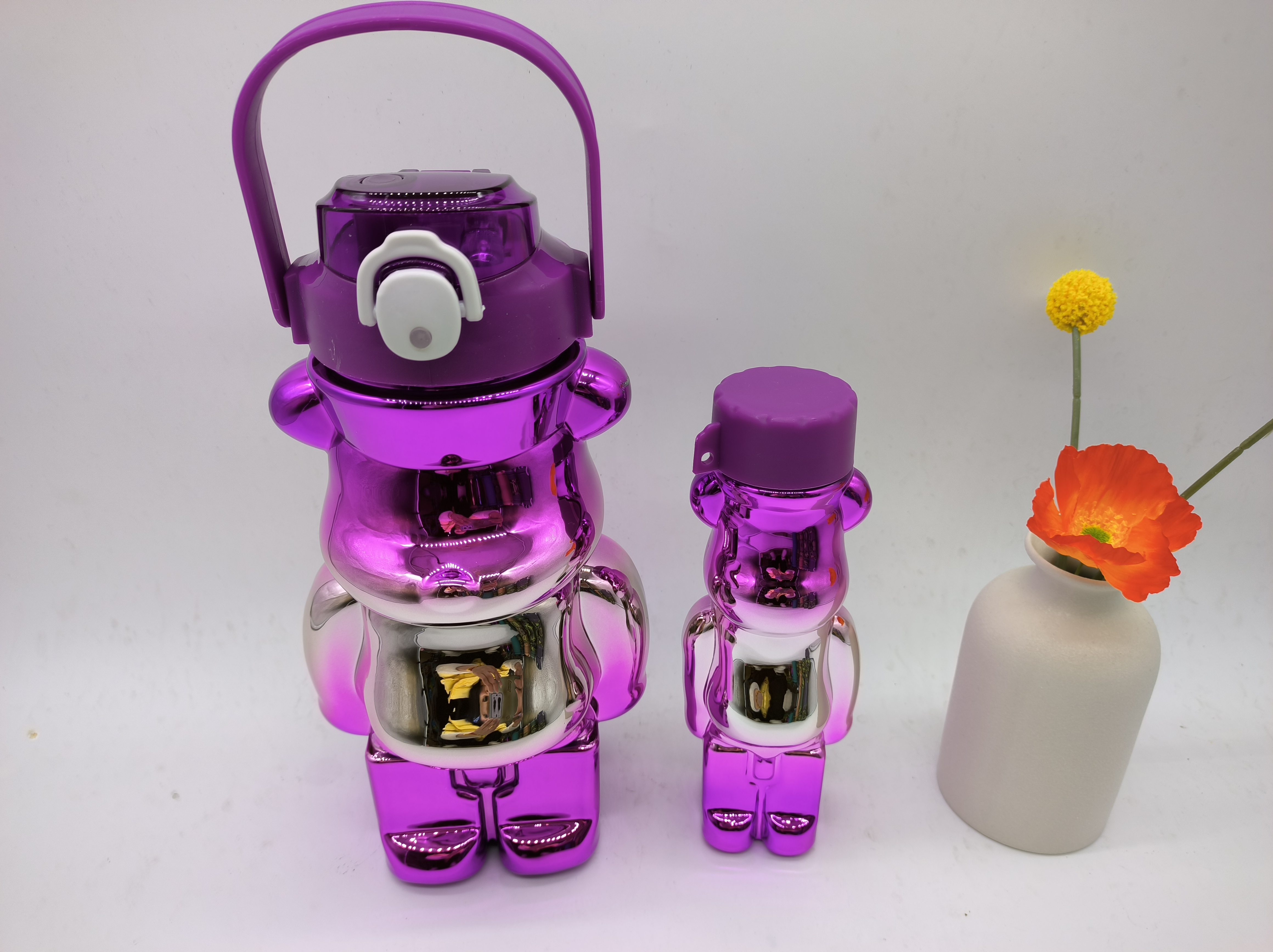 2-piece water cup set: Simple cartoon water cup, portable space cup, summer sports plastic cup, space cup, sports water bottle full figure