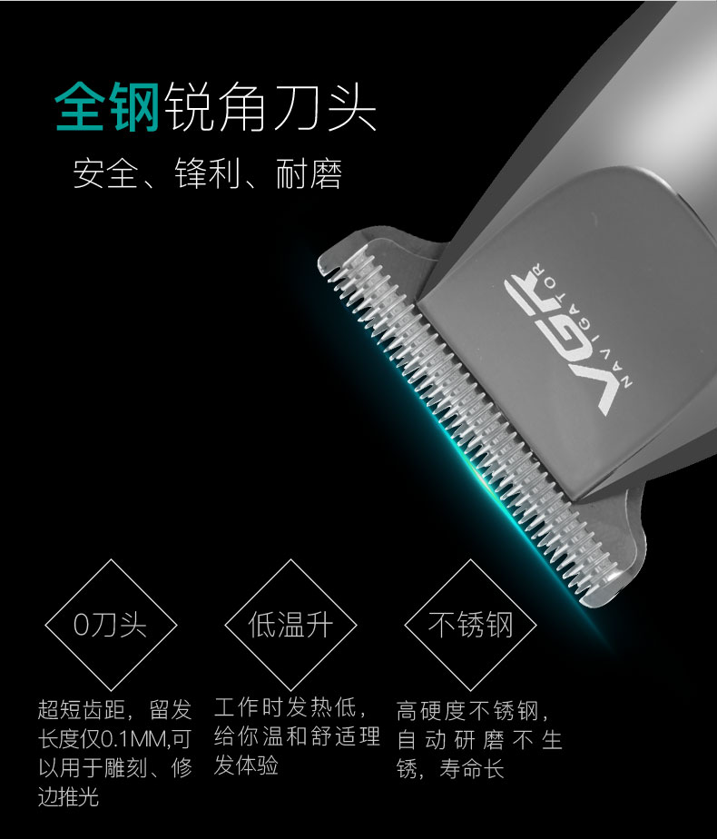 VGR030跨境电商油头电推剪 USB充电式理发器外贸剃光头理发剪批发详情5