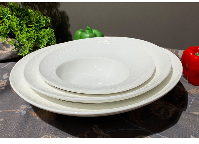 酒店用品新款陶瓷餐具纯白色大碗汤碗斜边沙拉碗帽碗后厨炒菜盘详情1