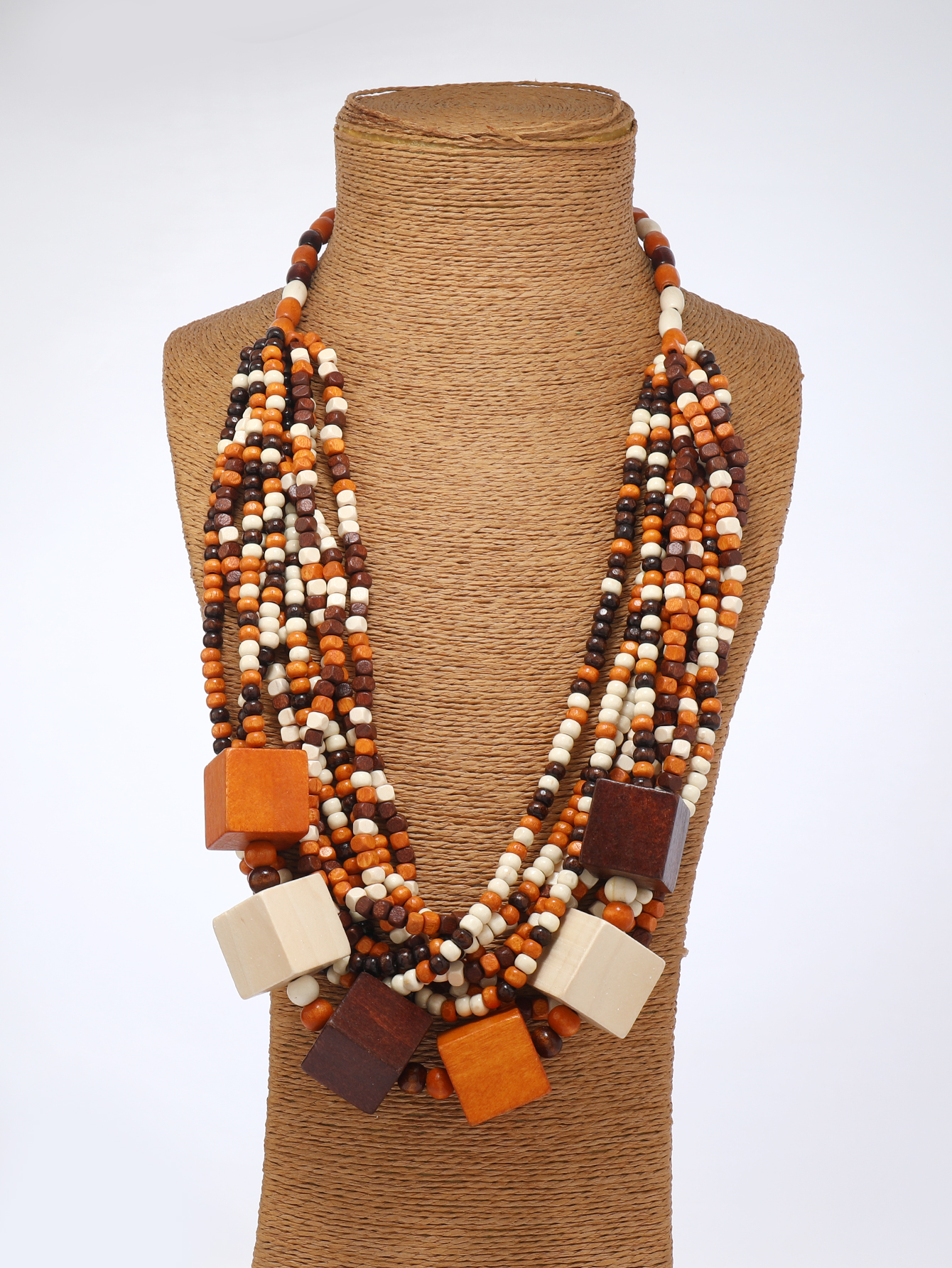 The New Boho Tropical Style Ethnic Style Retro Handmade Beaded Multi-Layer Necklace Fu Coconut