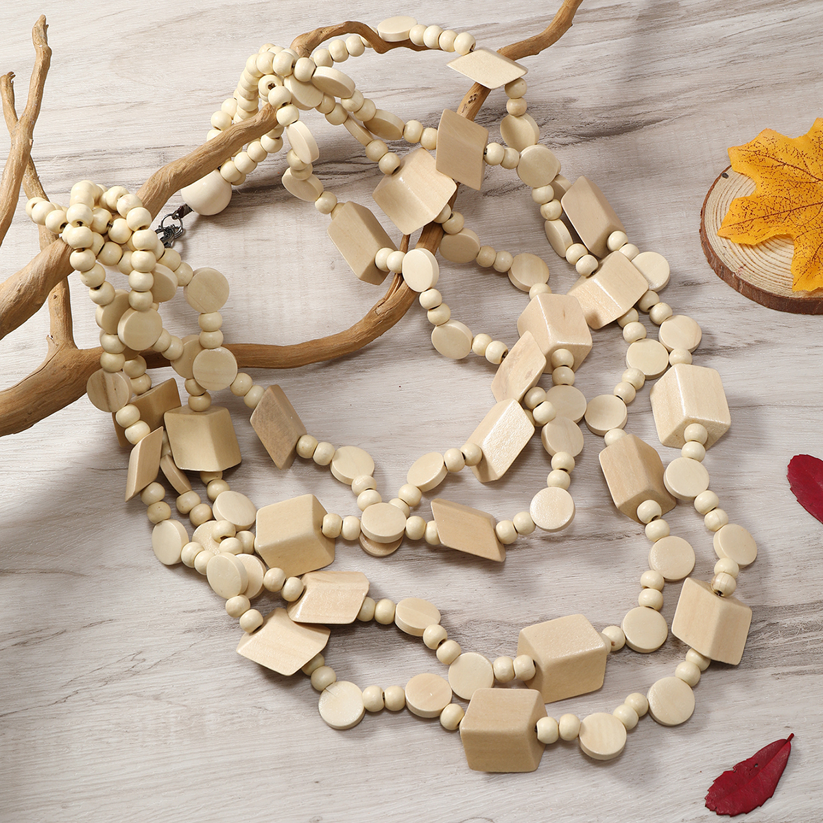 New Ethnic Style Bohemian Tropical Style Vintage Handmade Beaded Multi-Layer Necklace Formosa Coconut Specification drawing