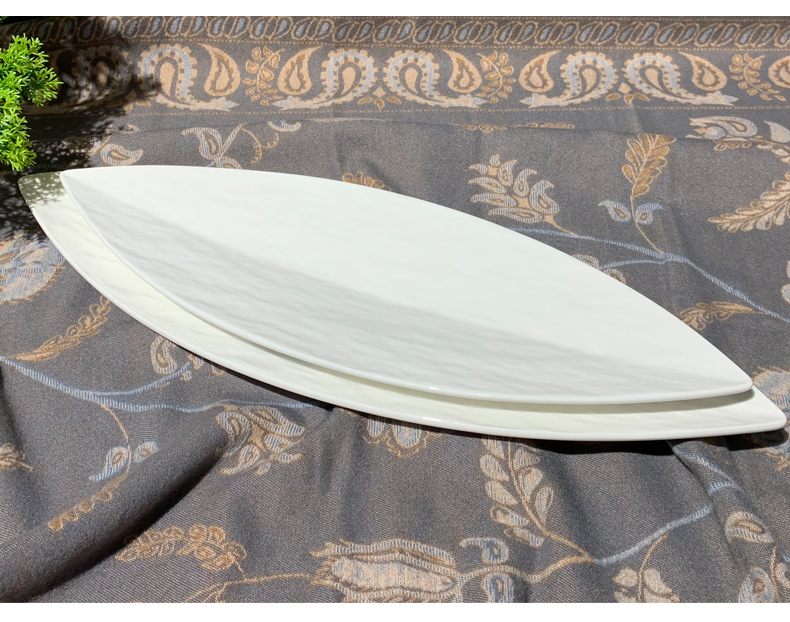 陶瓷白色长方形盘石头纹叶子盘碟子酒店摆盘家用寿司盘点心盘批发详情6