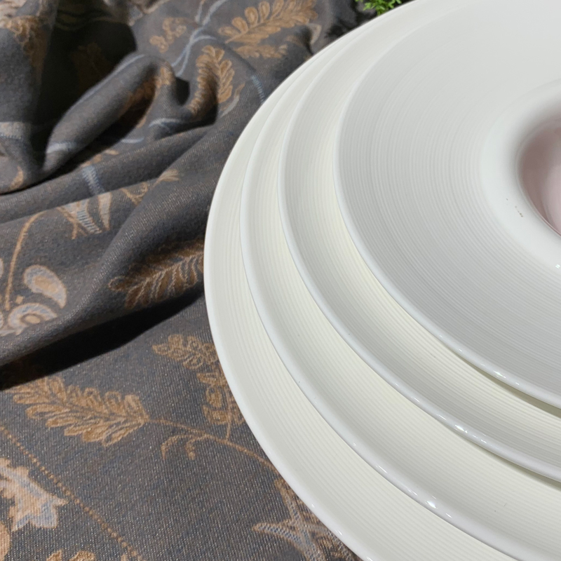 Wholesale of creative 10-14.5-inch round wide-edge bowls, ceramic dessert plates, deep plates, Western dining plates and hotel supplies Specification image