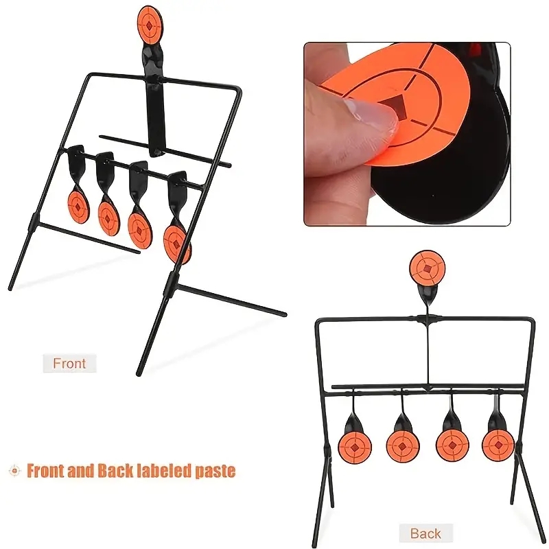 训练射击玩具职业射击培训风铃靶标靶贴纸金属铁靶子快拆板旋转4靶位金属射击靶室内外竞技射击旋转射击靶产品图