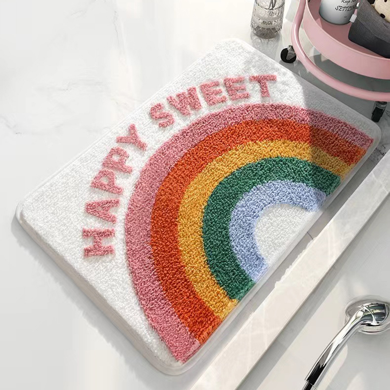 ins Rainbow carpet Bedroom door home entry mat Simple mat bathroom toilet absorbent non-slip mat Specification drawing