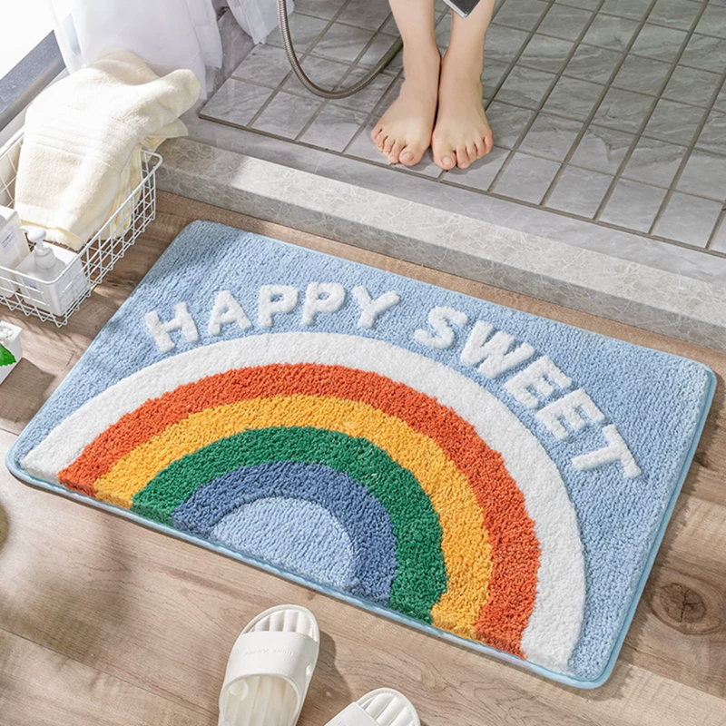 ins Rainbow carpet Bedroom door home entry mat Simple mat bathroom toilet absorbent non-slip mat Item Picture