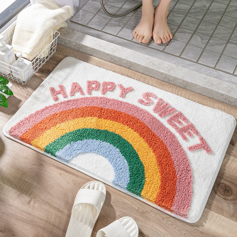 ins Rainbow carpet Bedroom door home entry mat Simple mat bathroom toilet absorbent non-slip mat Application Scenario