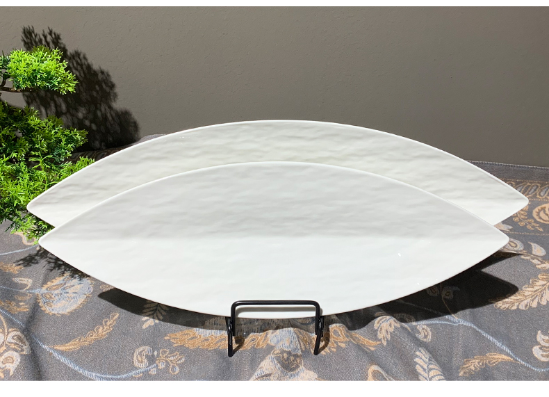 陶瓷白色长方形盘石头纹叶子盘碟子酒店摆盘家用寿司盘点心盘批发详情1