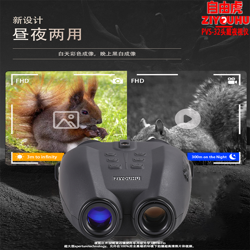 ZIYOUHU PVS-32 High-definition Night vision device Head-mounted Digital Infrared night vision device helmet Head-mounted binocular Night Application Scenario