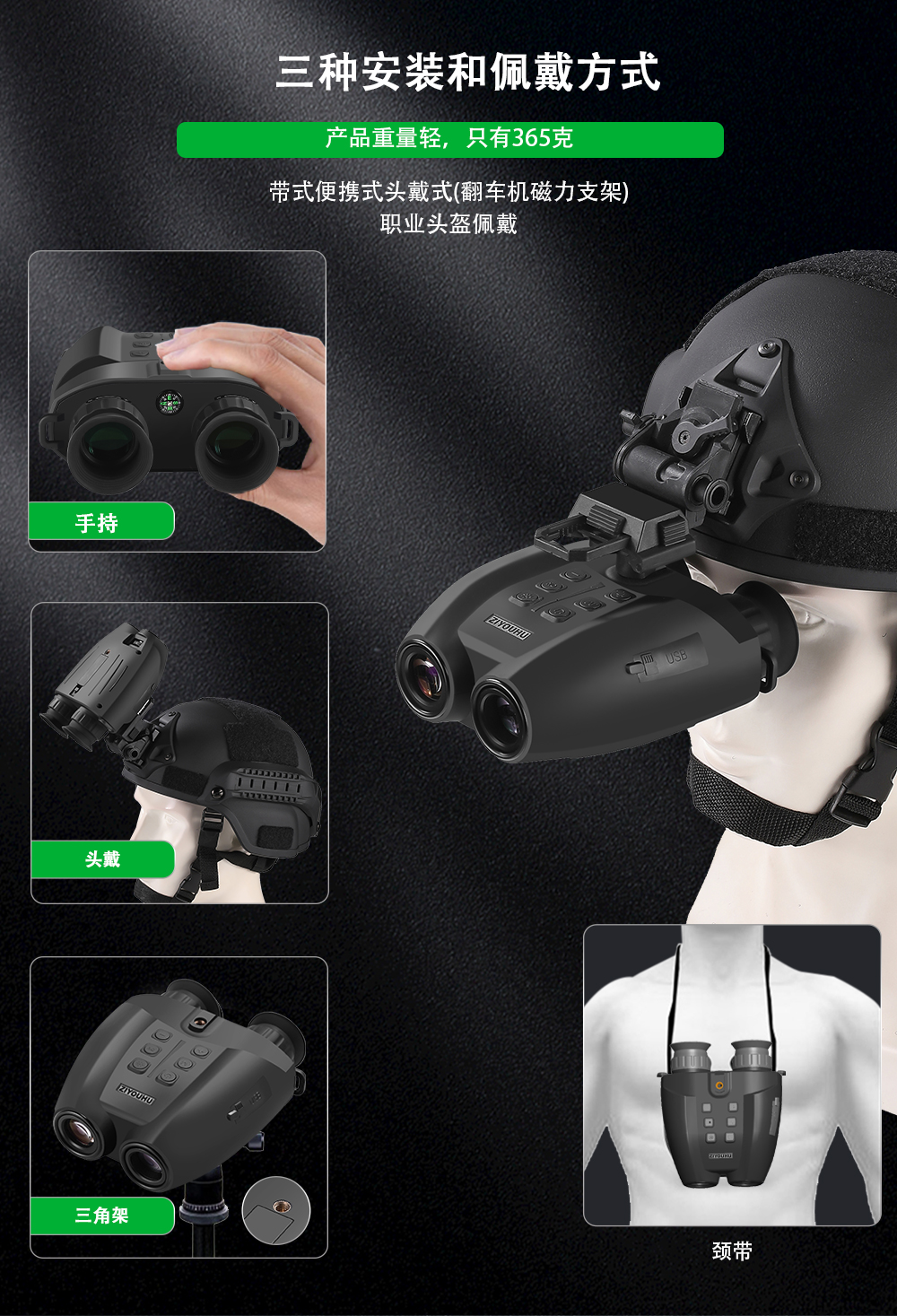ZIYOUHU PVS-32高清夜视仪头戴数码红外夜视仪头盔头戴式双筒夜间 pic 12