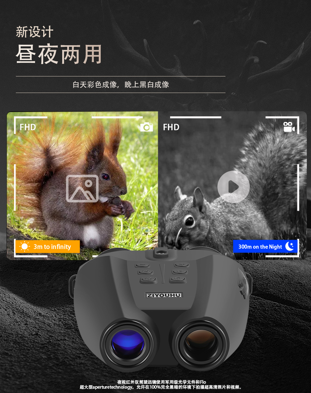 ZIYOUHU PVS-32高清夜视仪头戴数码红外夜视仪头盔头戴式双筒夜间 pic 4
