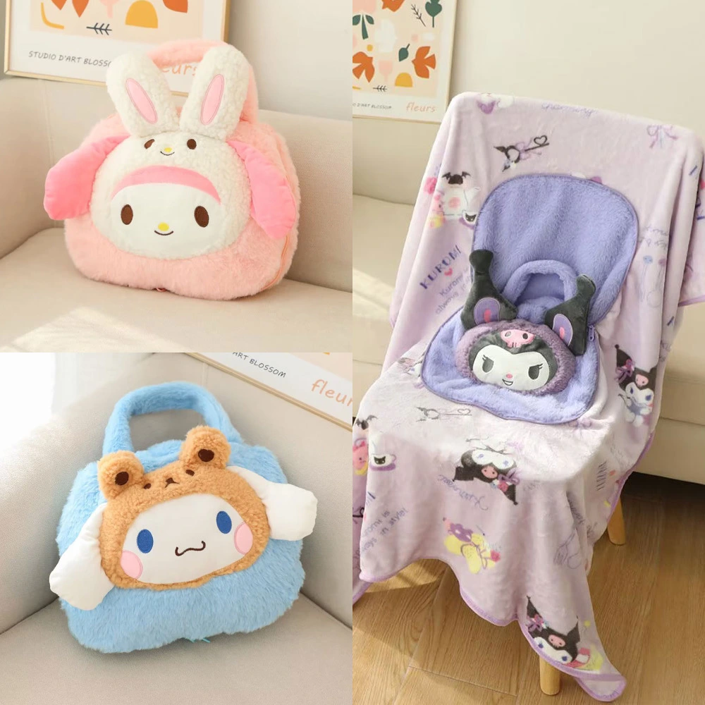 The hand-held, storable nap knee blanket, Japanese-style cute cartoon animal air conditioning blanket, student office nap blanket, hand-held, one-piece blanket, 100*150cm detail image 2