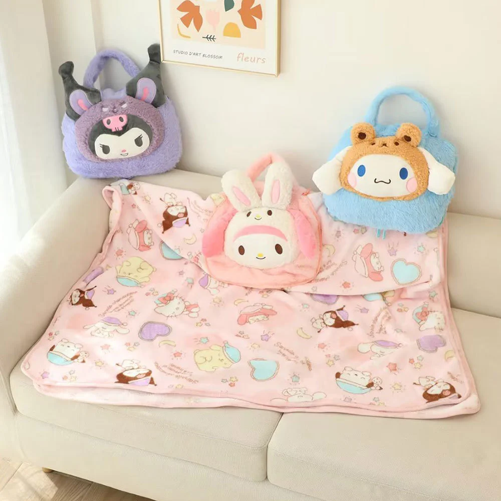 The hand-held, storable nap knee blanket, Japanese-style cute cartoon animal air conditioning blanket, student office nap blanket, hand-held, one-piece blanket, 100*150cm detail image 3