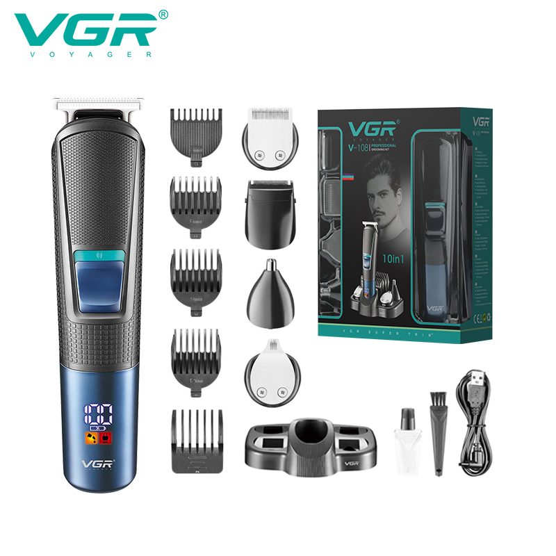 VGR跨境新款多功能理发器五合一充电式剃须鼻毛鬓角器电推剪V-108详情图1