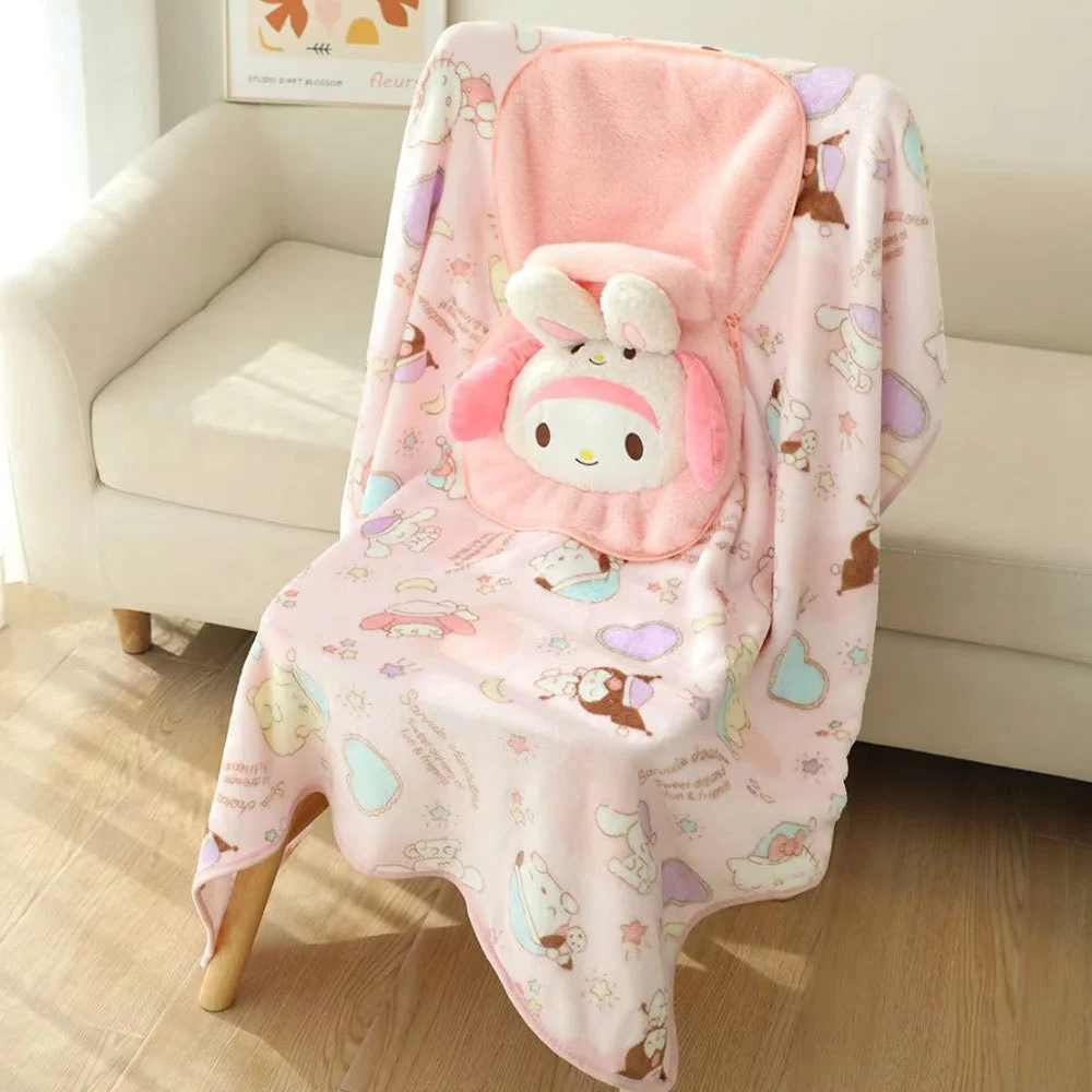 The hand-held, storable nap knee blanket, Japanese-style cute cartoon animal air conditioning blanket, student office nap blanket, hand-held, one-piece blanket, 100*150cm detail image 4