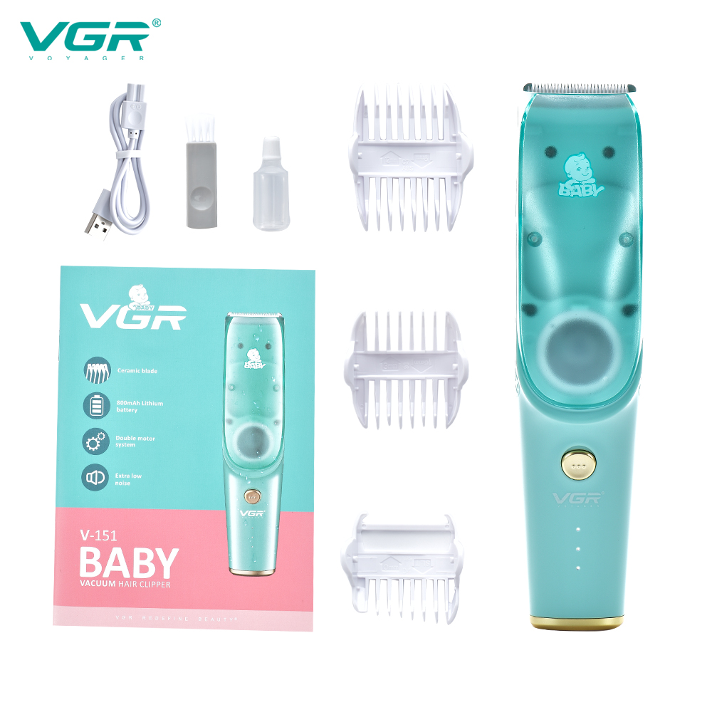 VGR151婴儿自动吸发理发器数显静音宝宝专用推子儿童陶瓷电推剪详情图1
