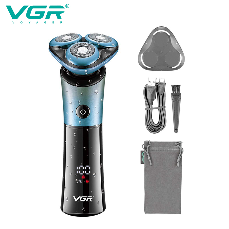 VGR326智能3D浮动电动剃须刀充电6级防水刮胡刀三头男士胡须刀