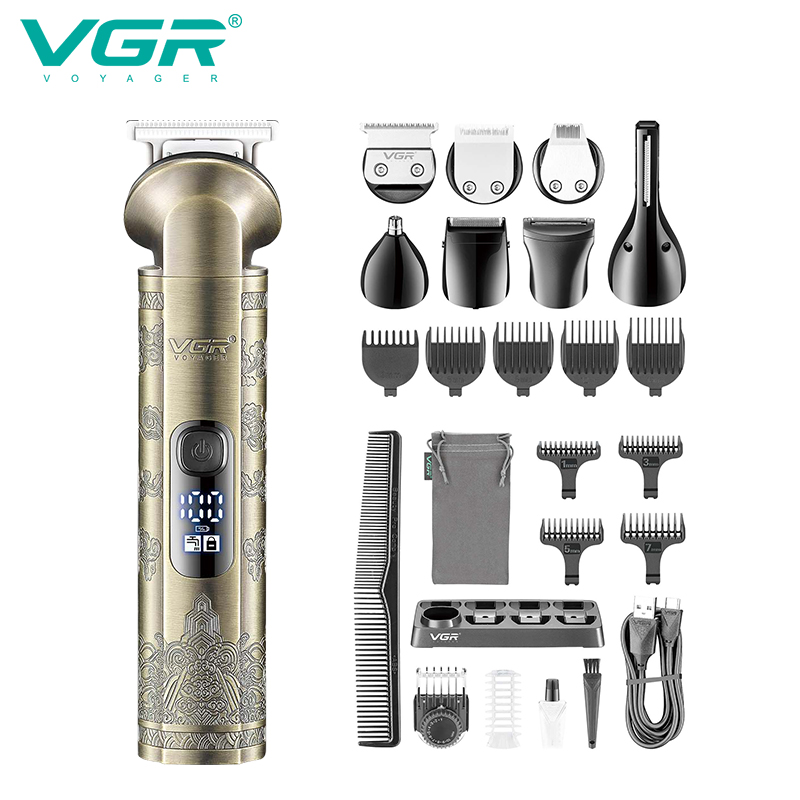 VGR110跨境八合一电推子发廊专用油头剃头雕刻理发器电推剪套装
