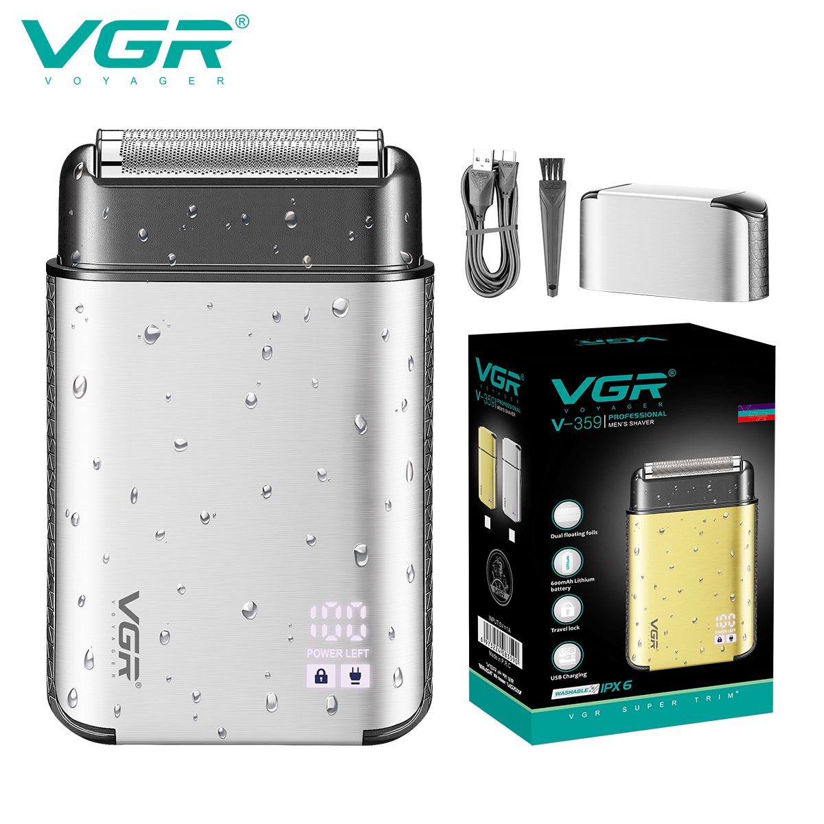 ماكينة حلاقة ذات قدرة عالية وسريعة مقاومة للماء من طراز IPX6 من طراز VGR359. details Picture