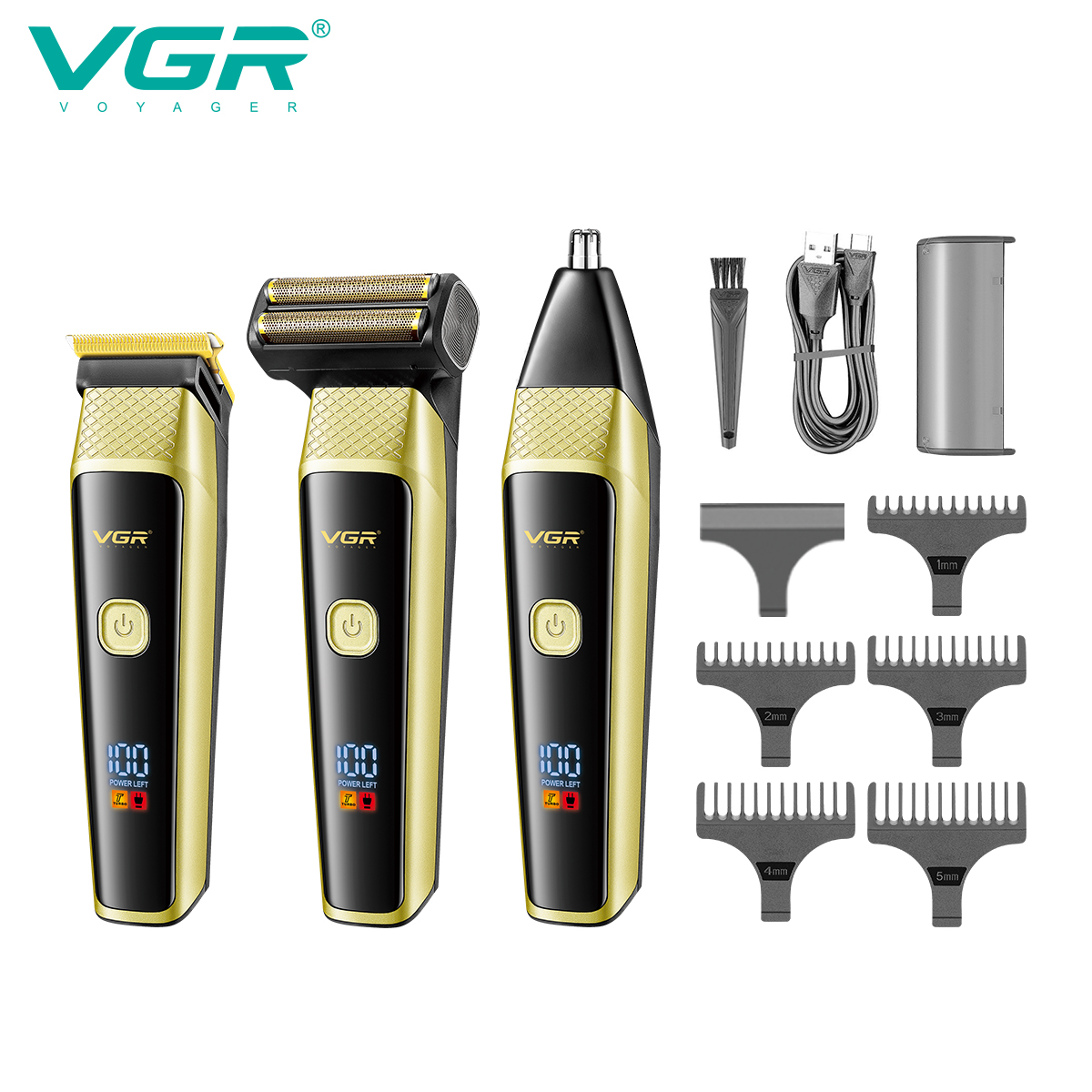 VGR Cross-border Reciprocating Razor Multi-functional three-in-one LCD digital display electric clipper Eyebrow Trimmer V-366 details Picture