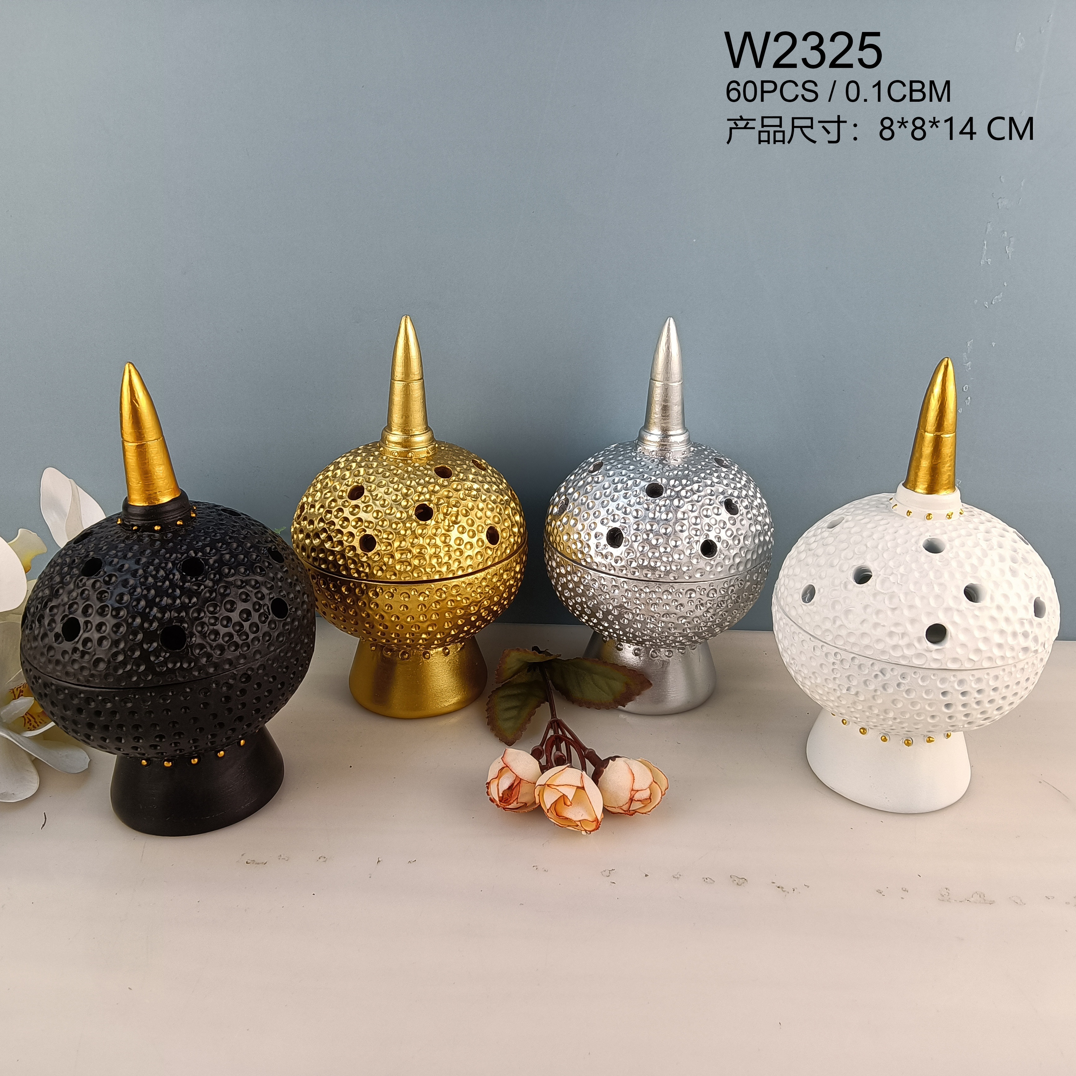 Cross-border new simple creative design resin Middle East carbon Incense burner Muslim home decoration crafts Incense burner full figure