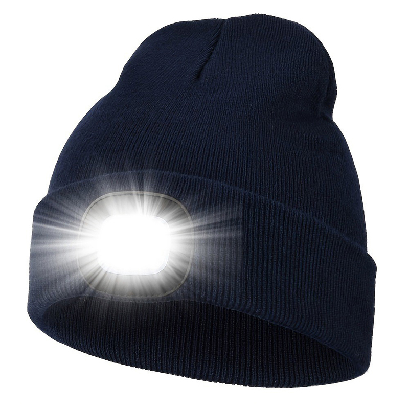 230929-1、-2USB充电帽子灯 COB针织帽灯 户外野营发光帽子 毛线帽灯详情图1