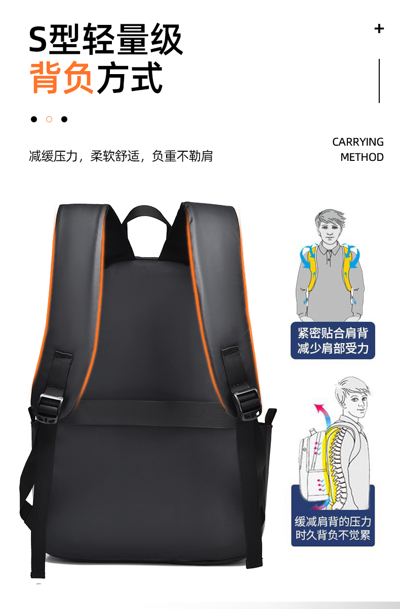 新款大容量双肩包男士休闲包商务简约时尚旅行包笔记本电脑背包详情13