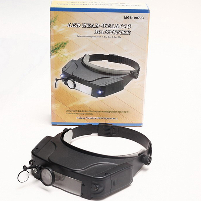 义乌晶辉81007C头戴式放大镜带灯多镜片亚克力高清镜片阅读珠宝鉴定电子维修牙医纹眉详情1