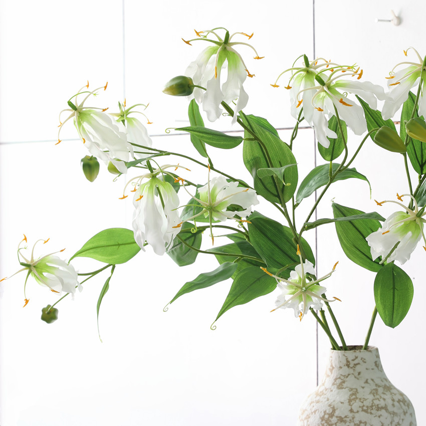 Artificial flower flame lily, artificial flower Jialan, modern home model room decoration, wedding photography, cross-border silk flower wholesale Specification image