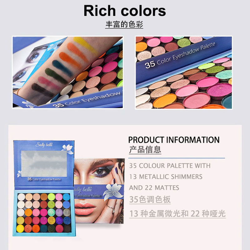 Blue eyeshadow palette, 35-color eyeshadow palette cosmetics Item Picture