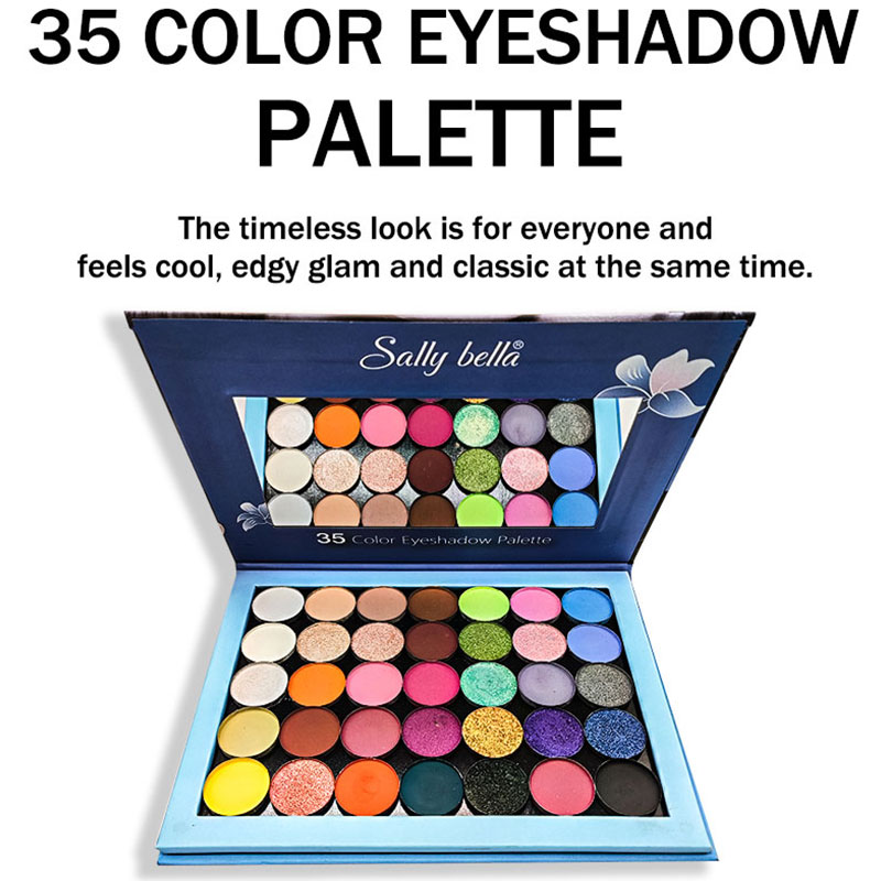 Blue eyeshadow palette, 35-color eyeshadow palette cosmetics Specification image